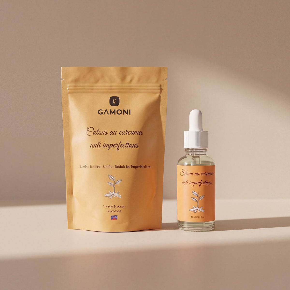 Duo Routine Complète - Coton au Curcuma + Sérum au Curcuma