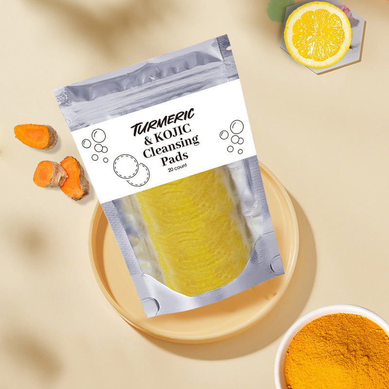 Tampons nettoyants et exfoliants au curcuma et à l'acide kojique